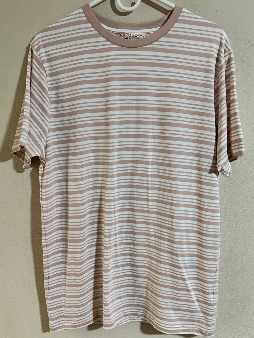 Denim & Flower Beige/Mauve and White Striped Short Sleeve Tee- Cotton Blend NWT
